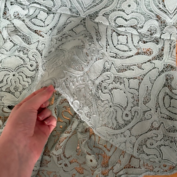 Lulus Won Your Heart Sage Green Lace Tie-Strap High-Low Midi Dress Size Small - Picture 4 of 6